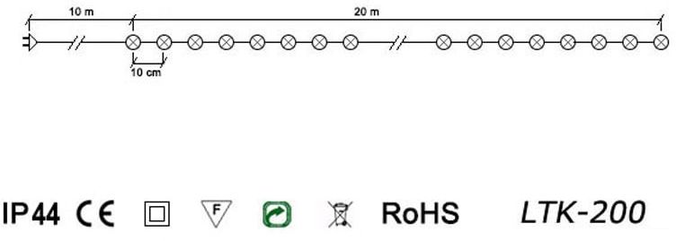 Sznur prełek choinkowy 200 led