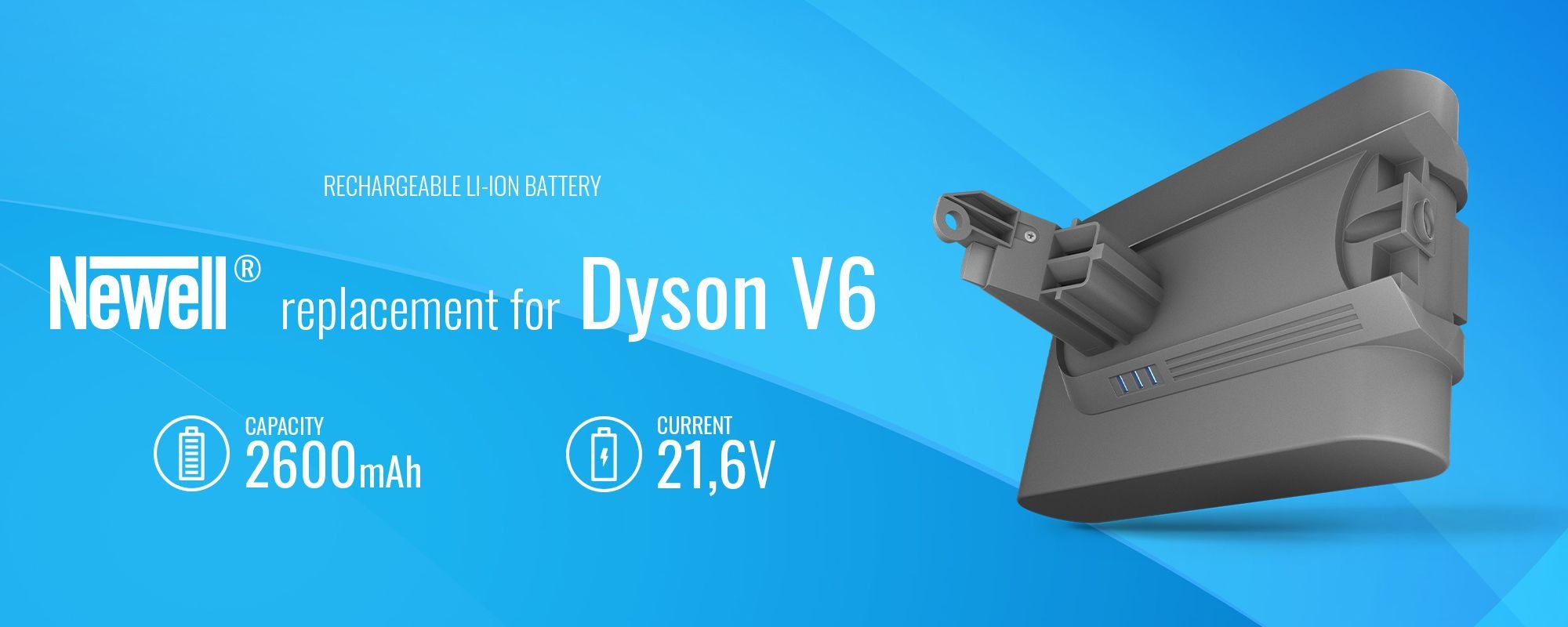 Newell zamiennik akumulator dyson V6, DC58, DC59, DC61, DC62, DC72, DC74, SV03, SV04, SV05, SV06, SV07, SV09 (AnimalPro, Animal, Absolute, Fluffy, HEPA, Slim, Mattress, Total, Top, Trigger, Car, Cord-free, Motorhead