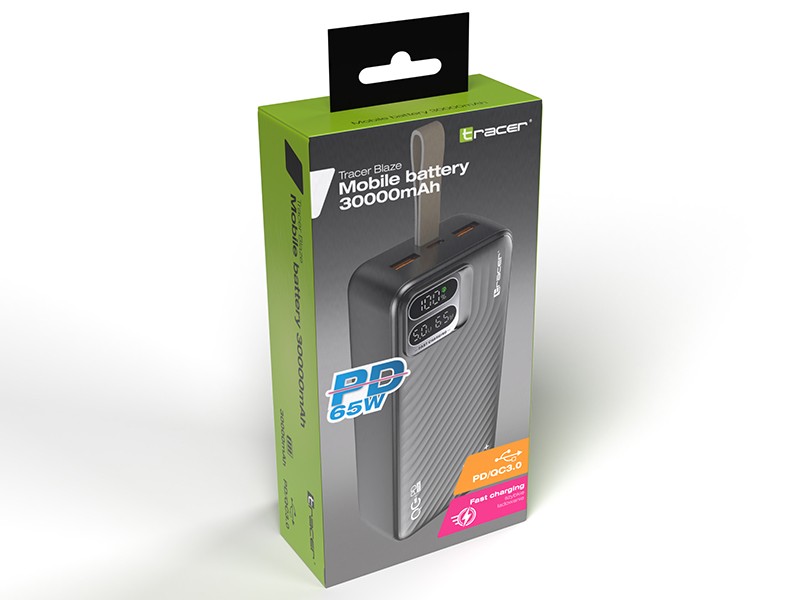 Powerbank Tracer BLAZE 30000mAh 65W BK – Niezawodne zasilanie w podróży