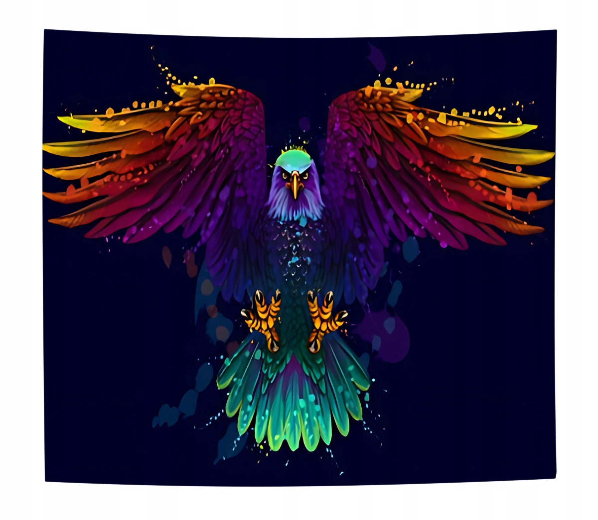 Dekoracja ŚCIENNA UV OBRAZ Fluorescencyjny GOBELIN ODBLASK 150x150cm Orzeł
