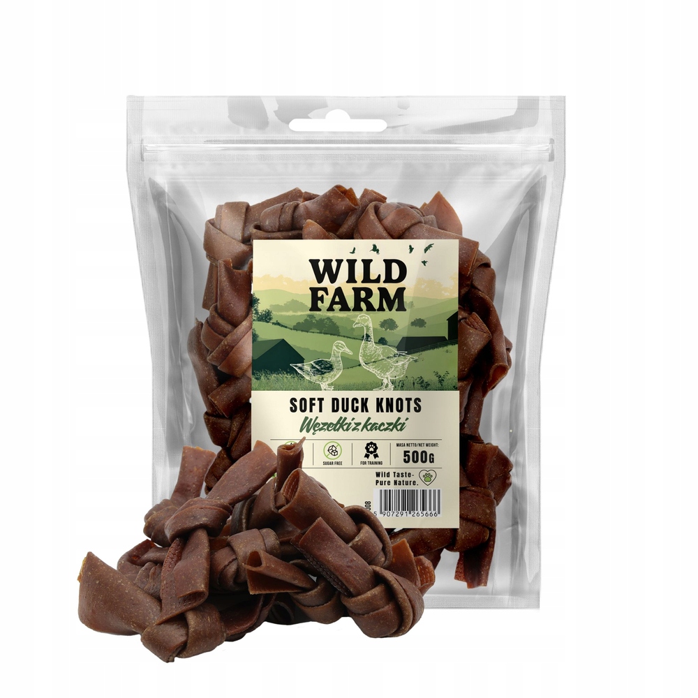 WILD FARM Węzełki z kaczki 500g – Smakowita przekąska dla psa