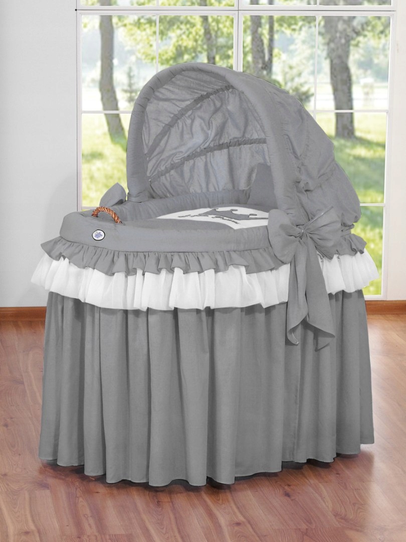 Kosz Mojżesza wiklinowy ze składaną budką - Little Prince antracyt