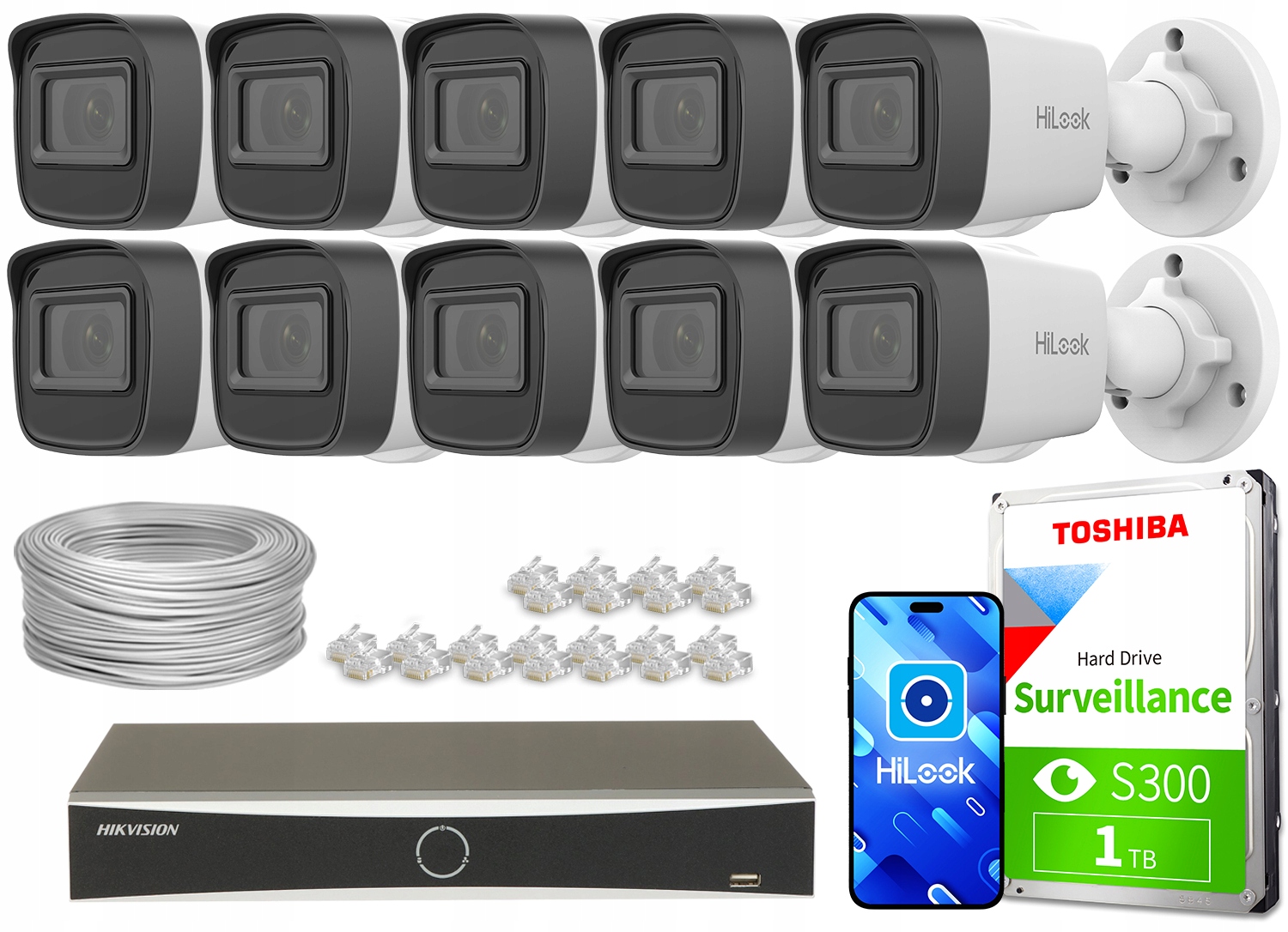 Zestaw do monitoringu 10x IPCAM-B4-P DS-7616NXI-K2/16P(D) 2K+ – Bezpieczeństwo na wyciągnięcie ręki