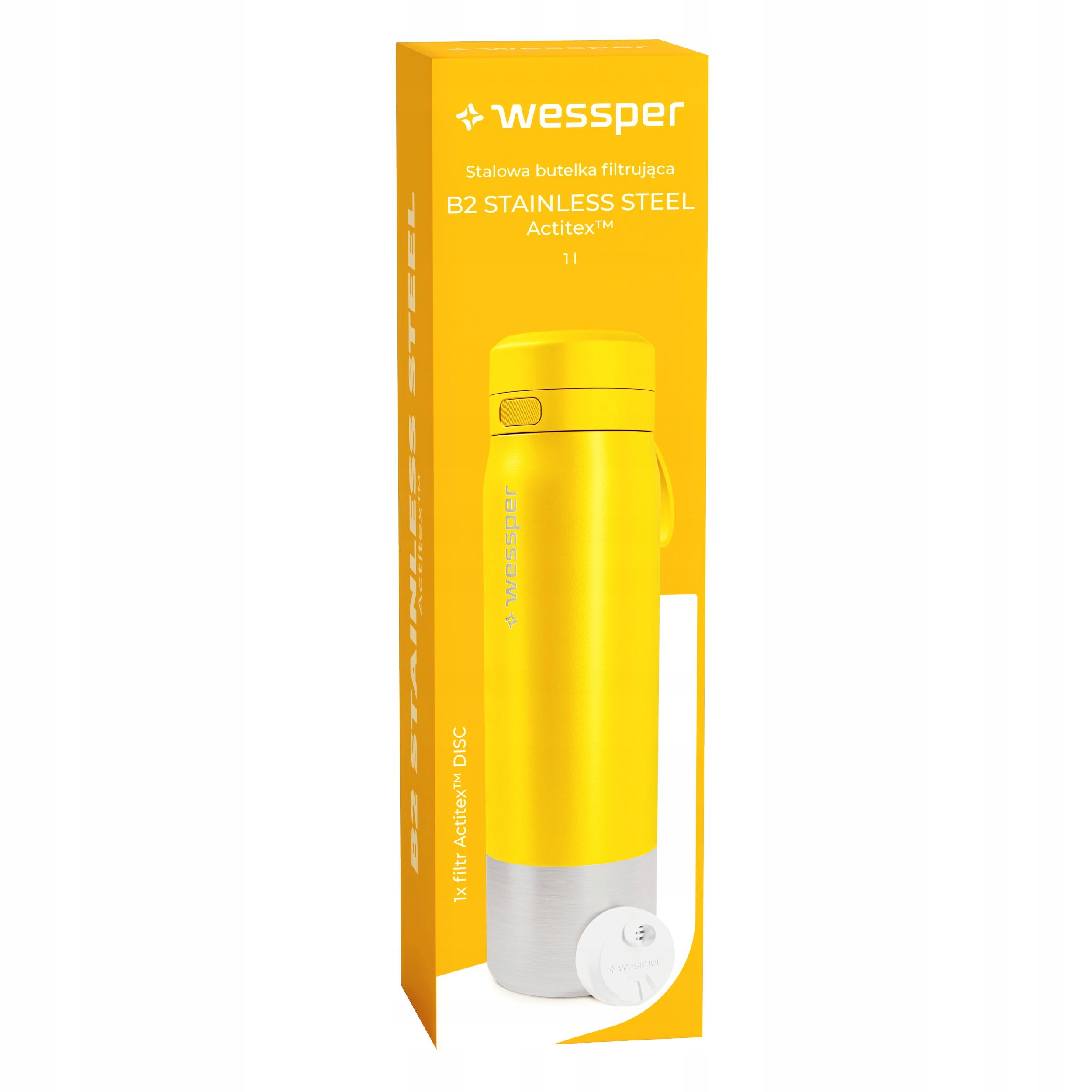 Butelka filtrująca Wessper B2 STAINLESS STEEL Actitex™ 1000ml – Zdrowa woda zawsze pod ręką