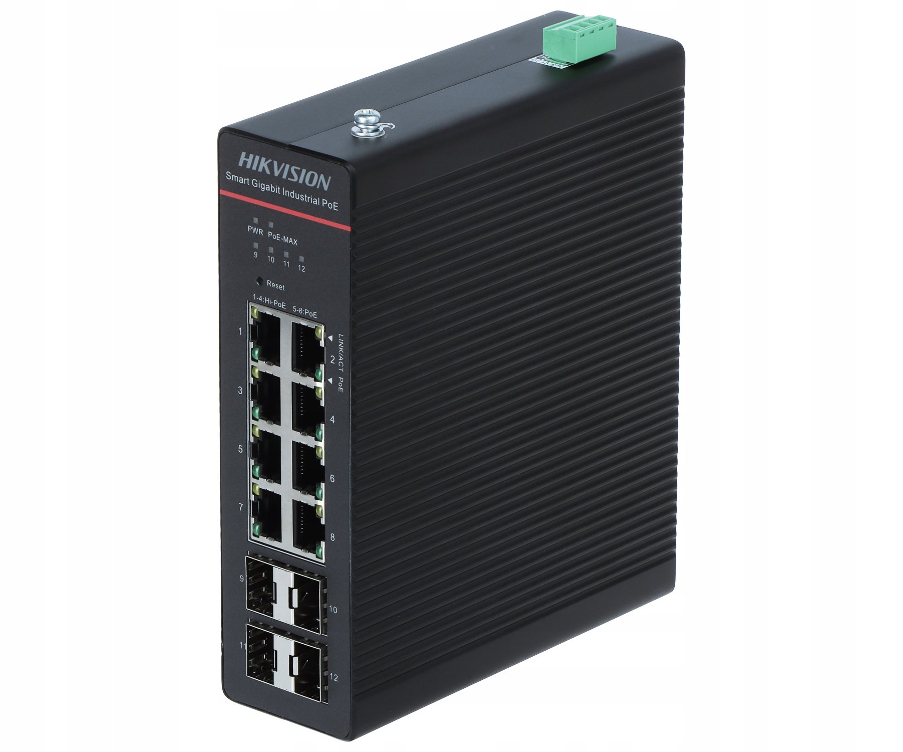 SWITCH PRZEMYSŁOWY POE DS-3T1512HP-SI-8P4F/NOPOWER 8-PORTOWY SFP Hikvision – Wydajność i niezawodność w sieciach