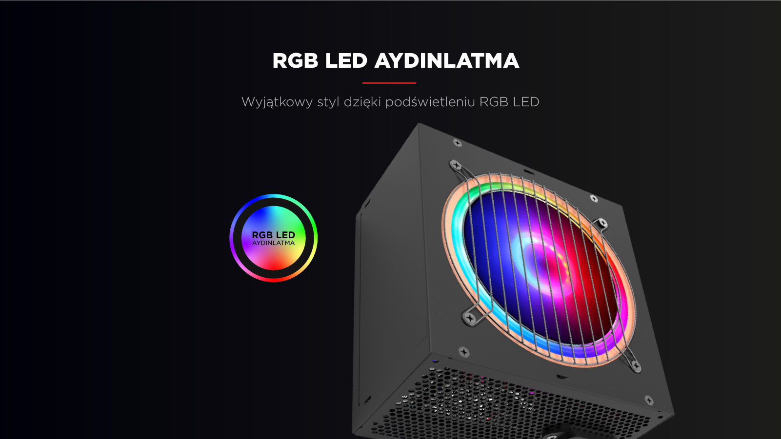Zasilacz komputerowy RGB LED 12 cm