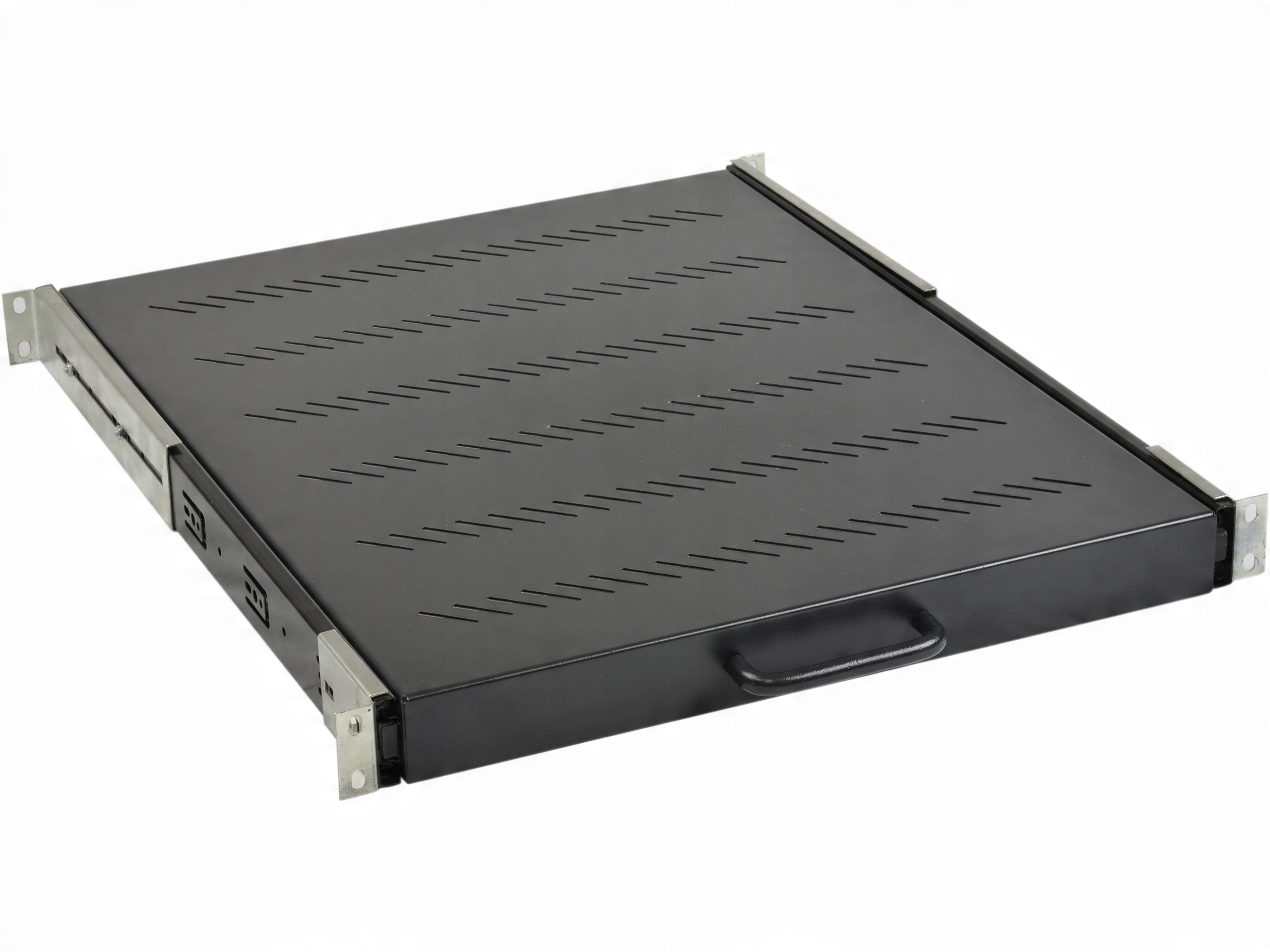 Półka wysuwana do szafy RACK 19 cali 1U 550mm z uchwytem grafit NEKU – Idealne rozwiązanie do serwerowni