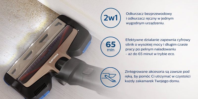 Philips Bezprzewodowy odkurzacz. Wygodne rozwiązanie na co dzień Philips Bezprzewodowy odkurzacz. Wygodne rozwiązanie na co dzień