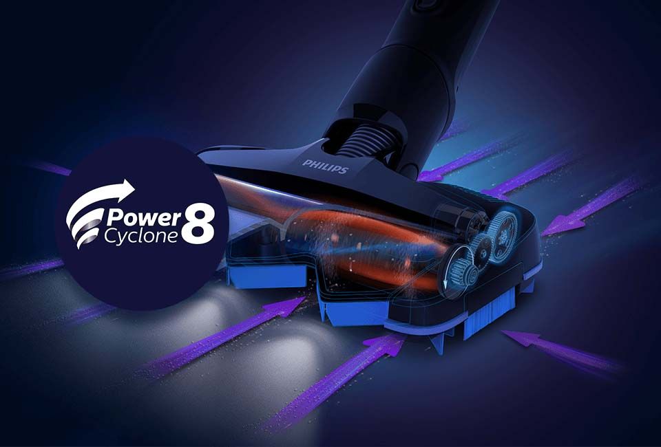 Philips Technologia PowerCyclone 8 - duża moc ssąca Philips Technologia PowerCyclone 8 - duża moc ssąca