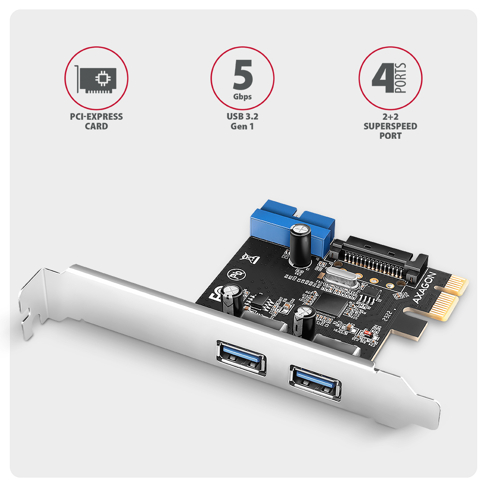 Cztery porty USB 5Gbps – Szybkie transfery danych