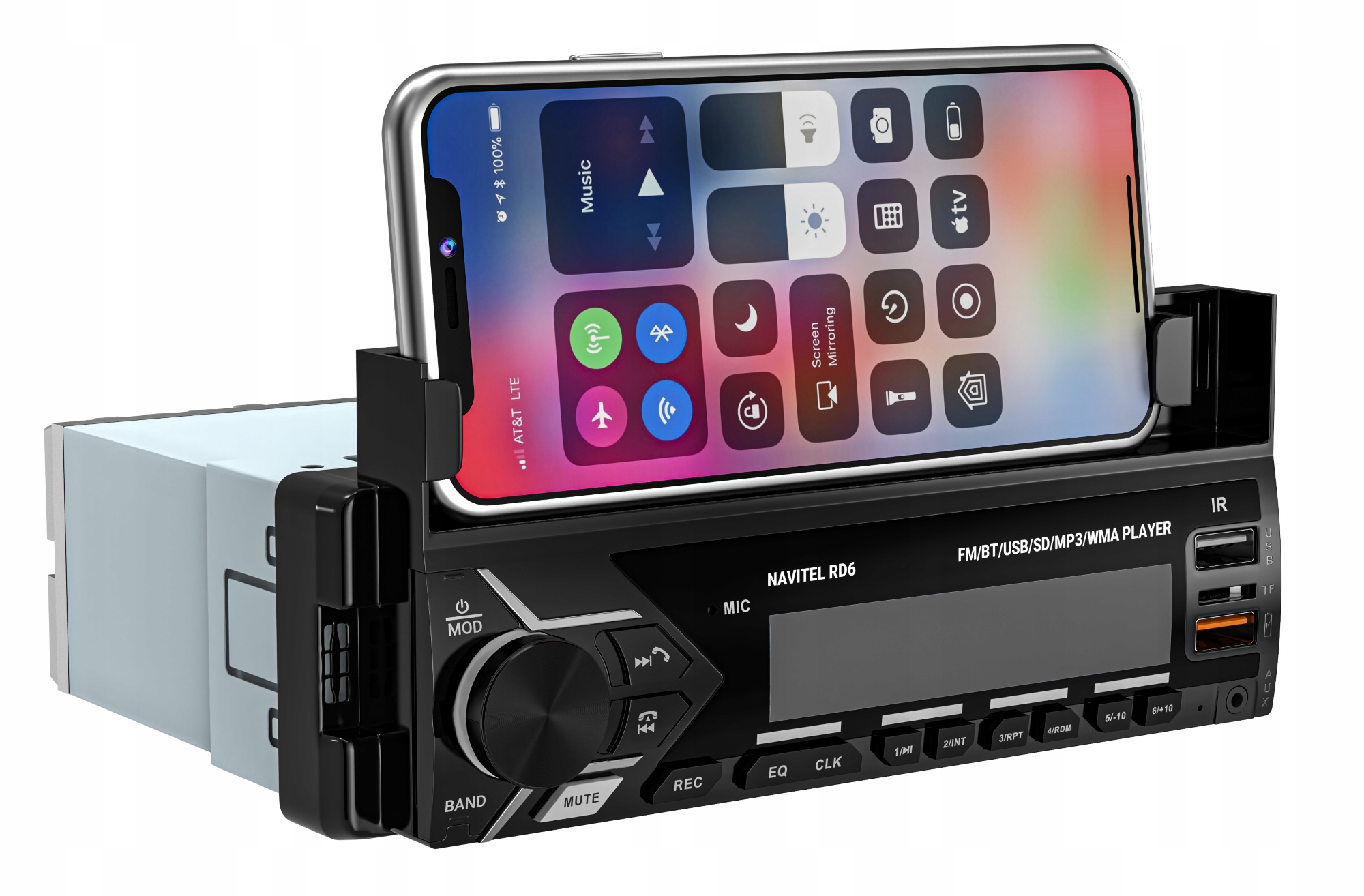 Uchwyt na smartfon i wyjścia RCA