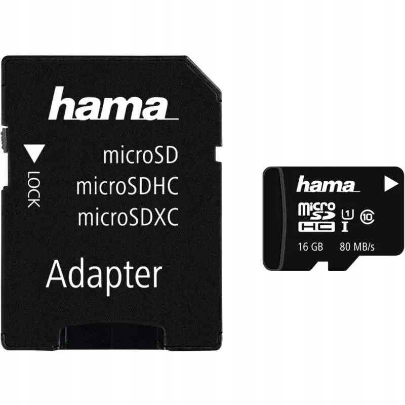 W zestawie: karta pamięci i adapter