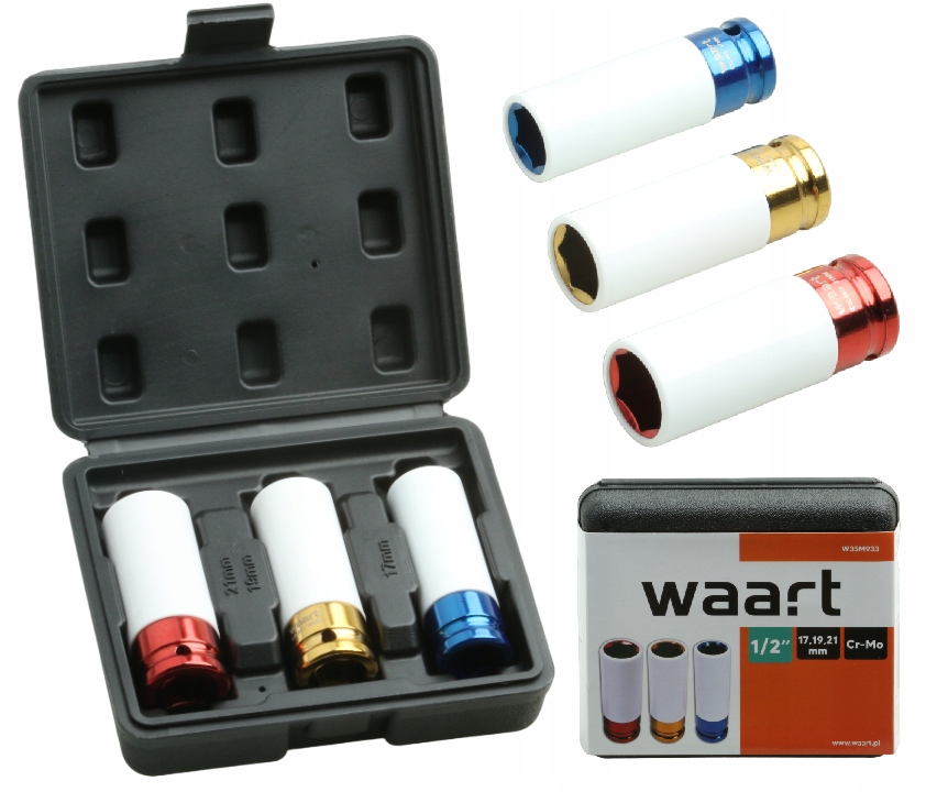 WAART Zestaw nasadek do alufelg 17 19 21 mm – Niezbędne narzędzie dla każdego kierowcy