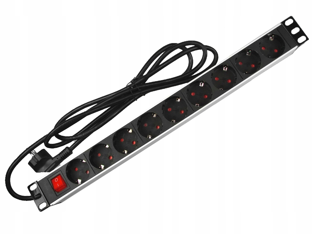 Listwa zasilająca RACK 19 1U 9 gniazd Schuko z wyłącznikiem – Niezawodne zasilanie dla Twojego sprzętu