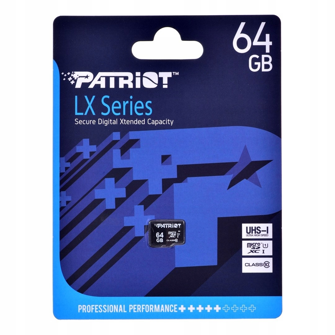 Patriot LX Series MicroSDXC 64 GB Class 10 UHS-I/U1 – Wydajność i niezawodność w każdej chwili