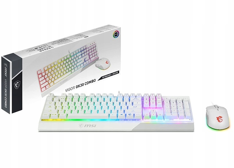 Klawiatura + mysz MSI Vigor GK30 Combo White DE – Idealny zestaw dla graczy