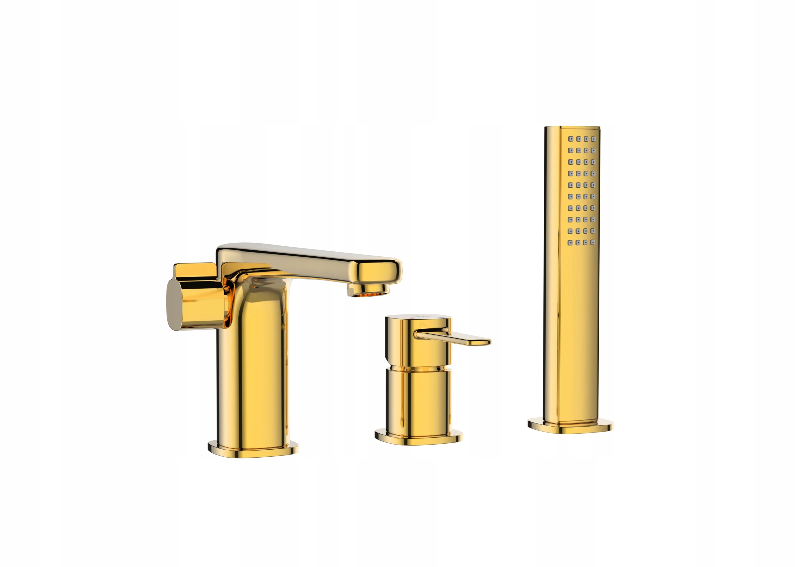 Invena bateria wannowa 3-otworowa Glamour, złoty BW-02-S09 – Elegancja i funkcjonalność w Twojej łazience