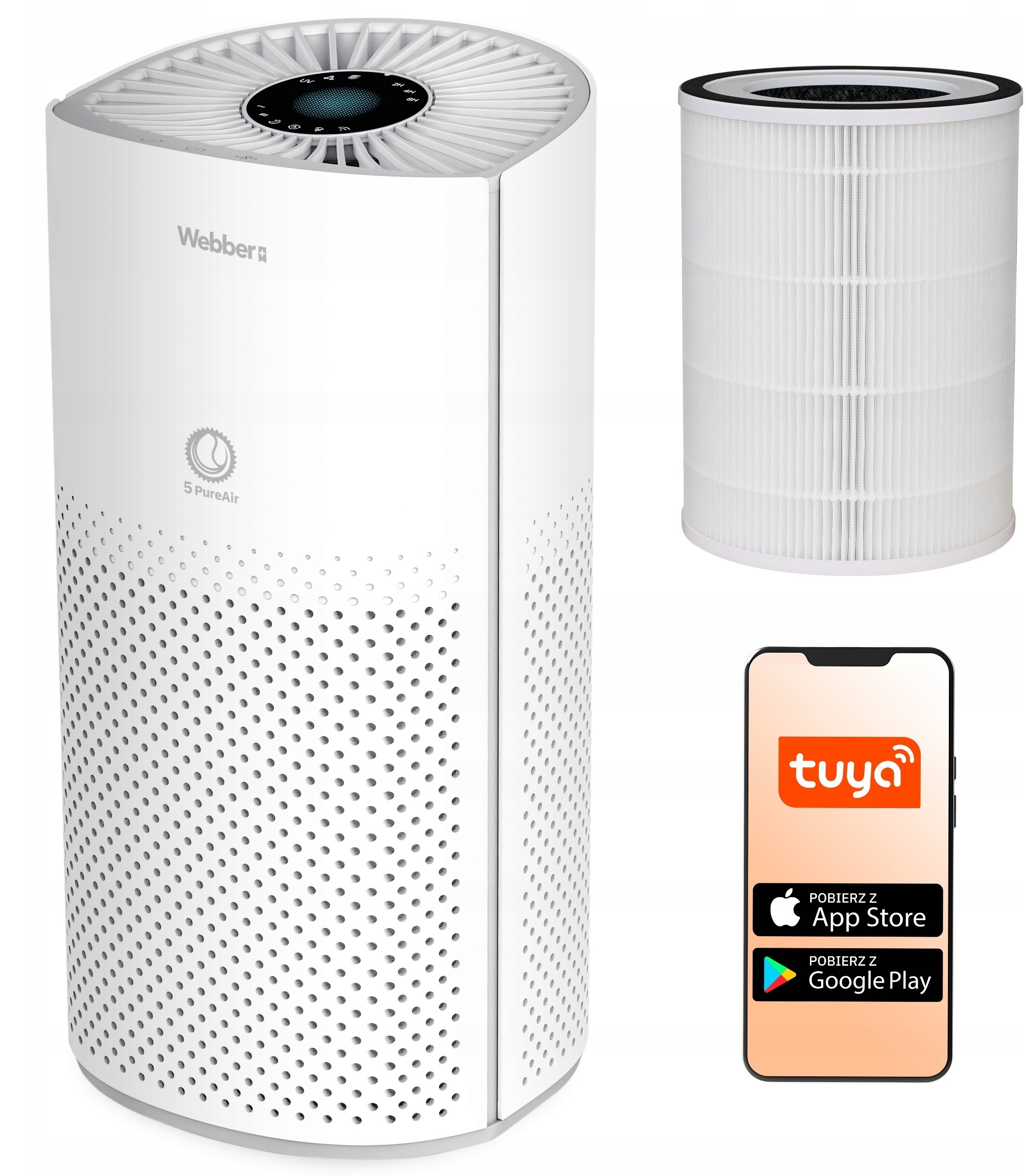 Oczyszczacz powietrza Webber AP8550 HEPA H13 WiFi UV-C Jonizacja Smart AI