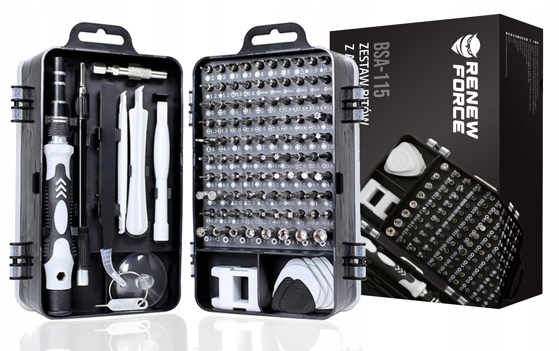 Zestaw zawiera: obsadkę, przedłużki i akcesoria