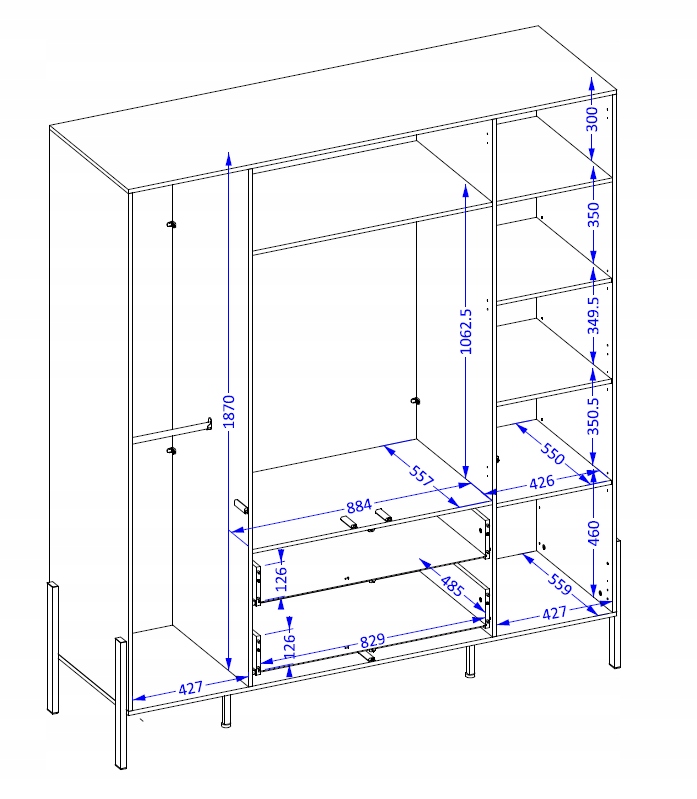 Wymiary szafy JUKON 4D2S – idealne dopasowanie do Twojej przestrzeni