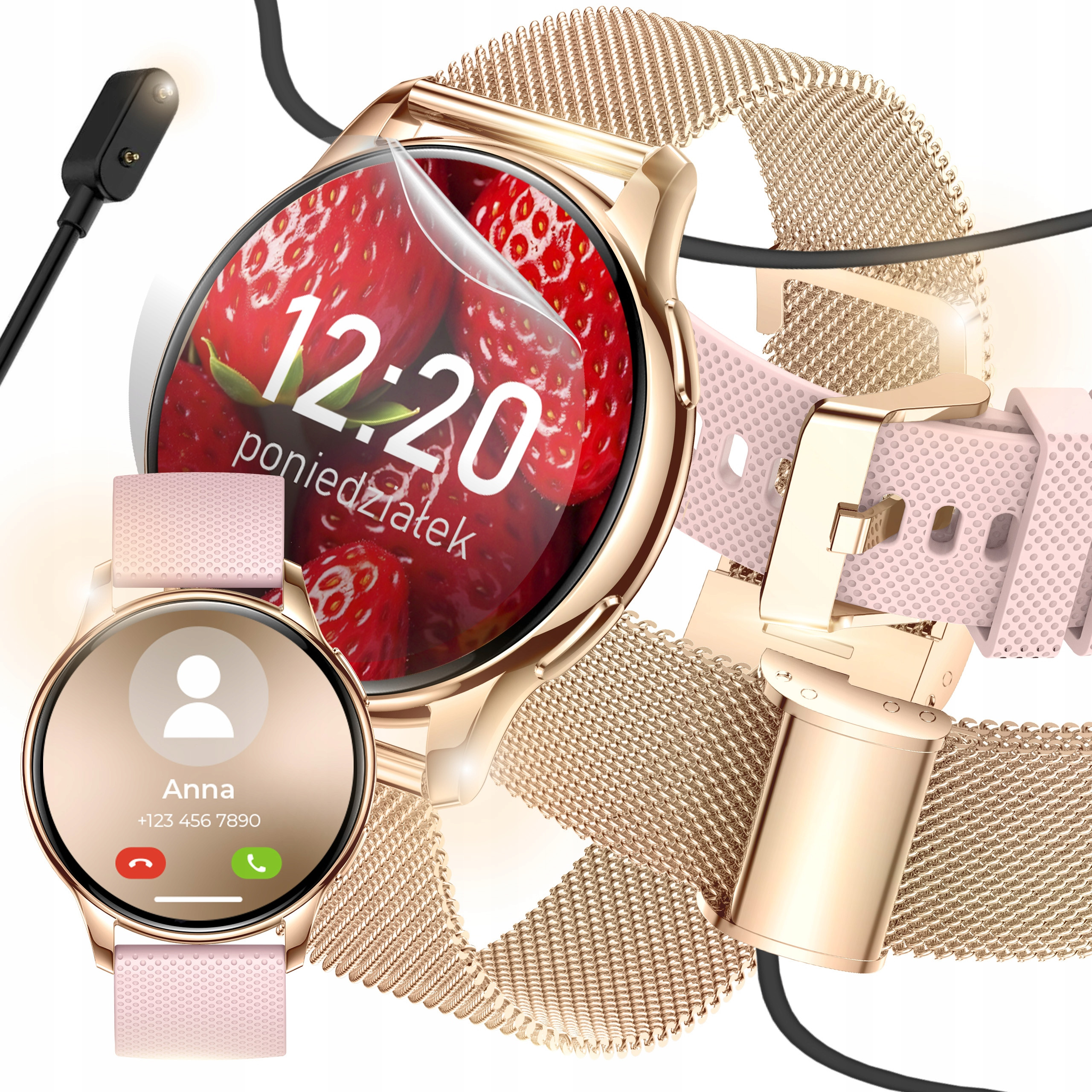 Smartwatch Zegarek Damski Polskie Menu Rozmowy Powiadomienia Sport Złoty – Twój stylowy towarzysz