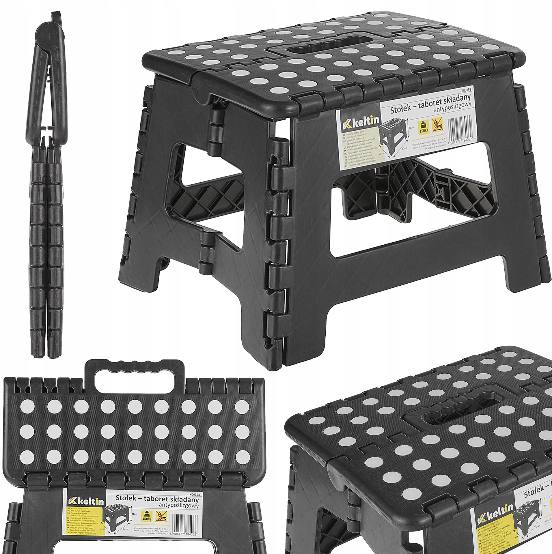 Geko STOŁEK-TABORET SKŁADANY ANTYPOŚLIZGOWY 150kg NISKI – Idealne rozwiązanie do Twojego domu