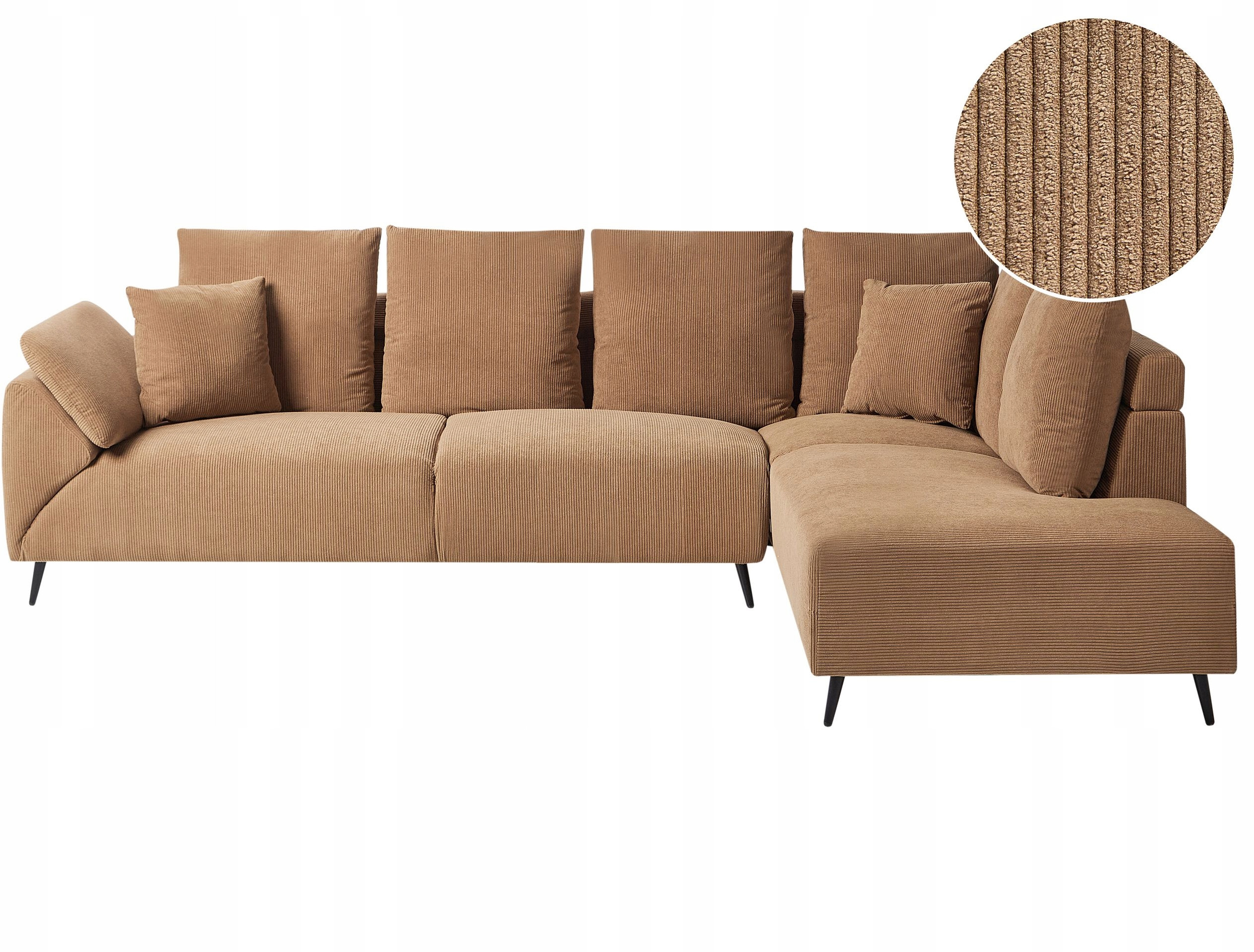 Narożnik sztruksowy lewostronny brązowy LUNNER – Elegancja i komfort w Twoim salonie