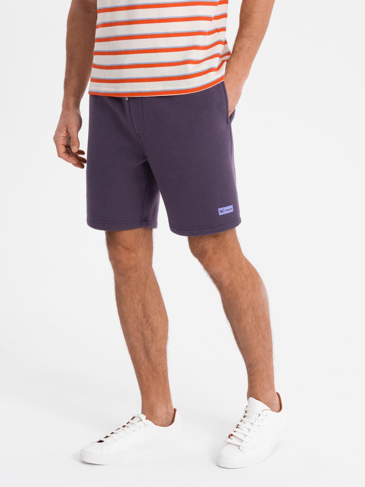 Dresowe szorty unisex ze ściągaczem w pasie fioletowe V13 OU-SRBC-0101 XS/S – Komfort i styl w jednym