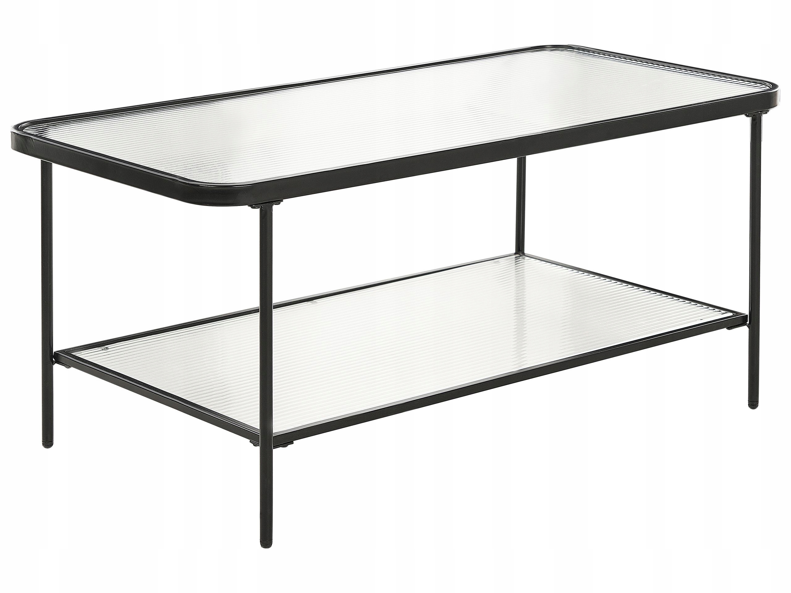 Stolik kawowy z półką szklany czarny BLAIR Lumarko – Elegancja i funkcjonalność w Twoim salonie