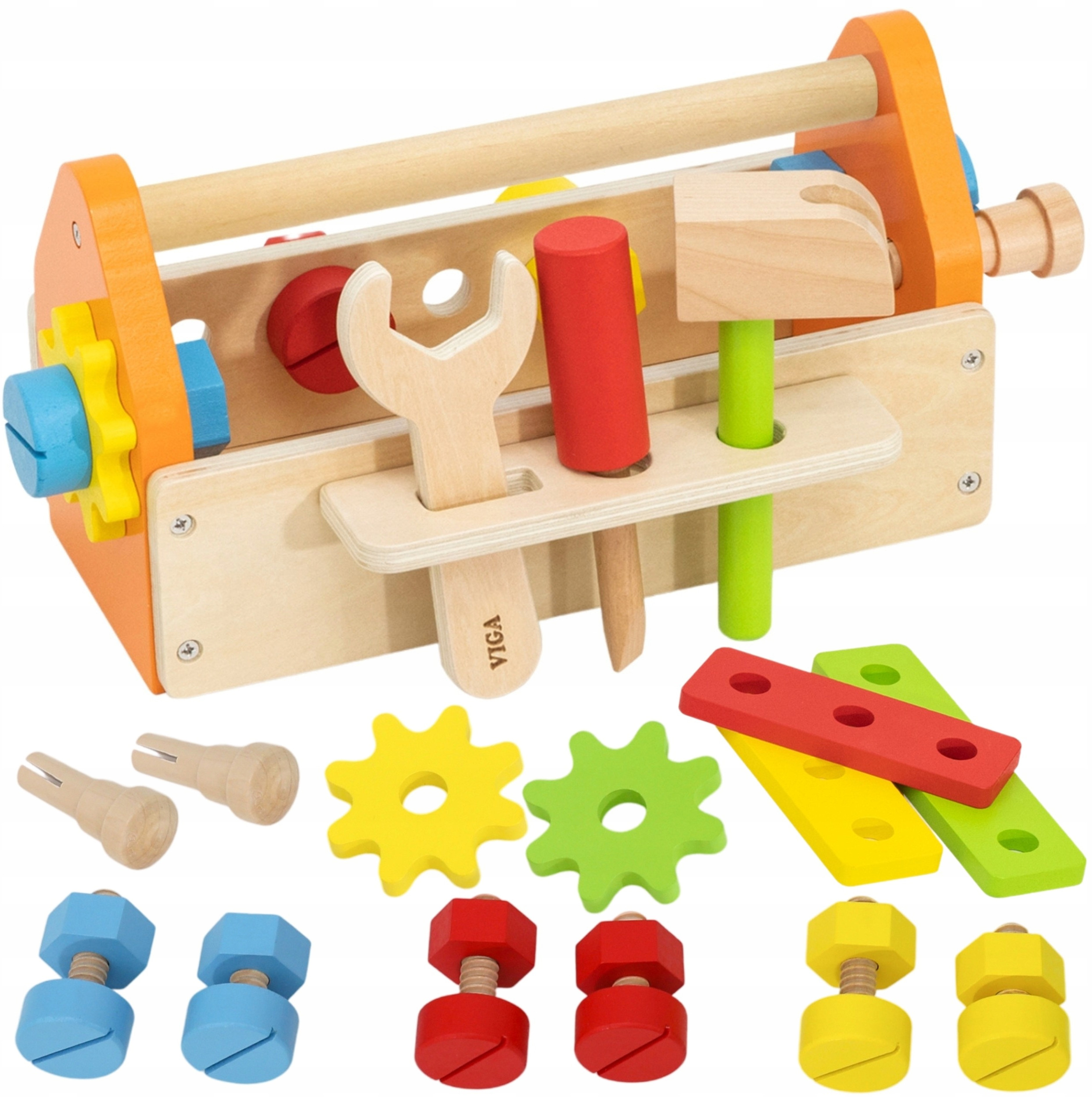 Viga Skrzynka Na Narzędzia Zestaw Drewniany – Idealna zabawa dla małych majsterkowiczów
