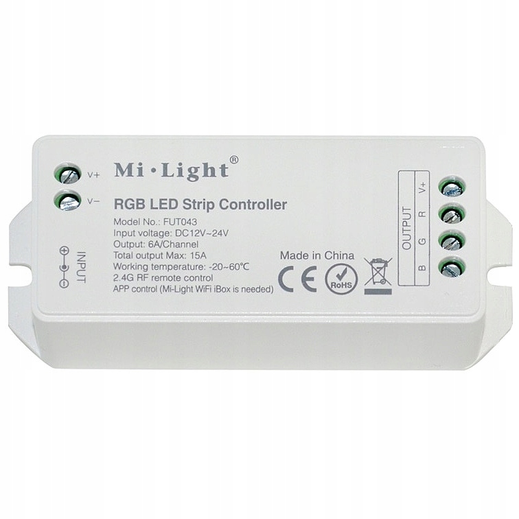 Sterownik LED MiLight RGB 12-24V 6A/kan RF FUT043 – Nowoczesne oświetlenie w Twoim domu