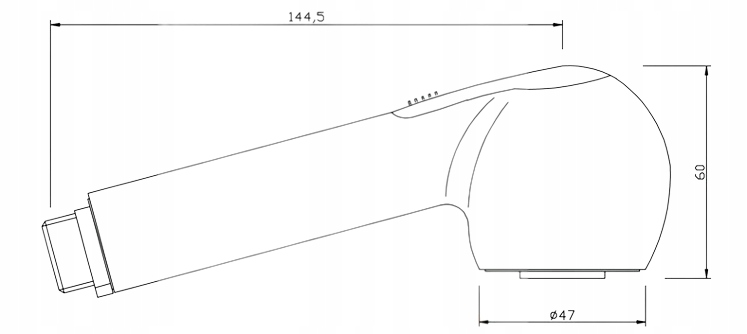 Wymiary wylewki – Długość 180 mm, wysokość 60 mm