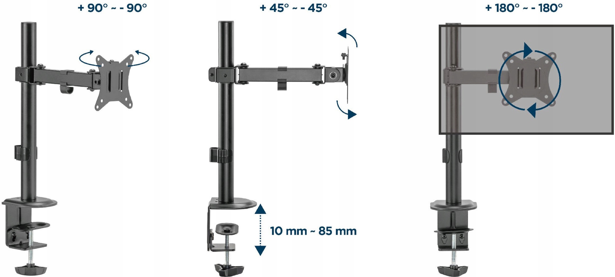 Wysoka kompatybilność z VESA – Standardy 75 x 75 mm i 100 x 100 mm