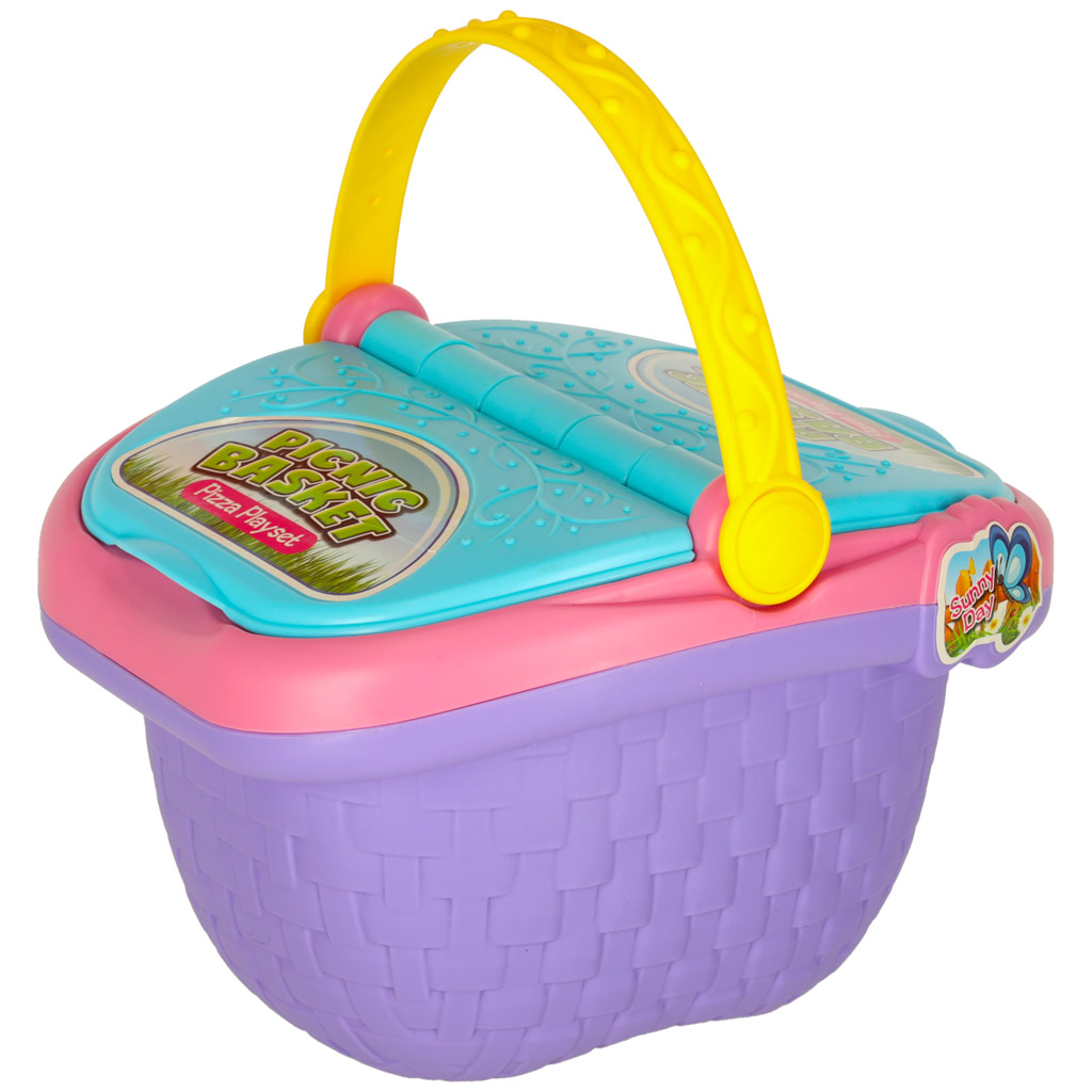 Kolorowy Kosz Piknikowy z Realistycznymi Elementami Jedzenia