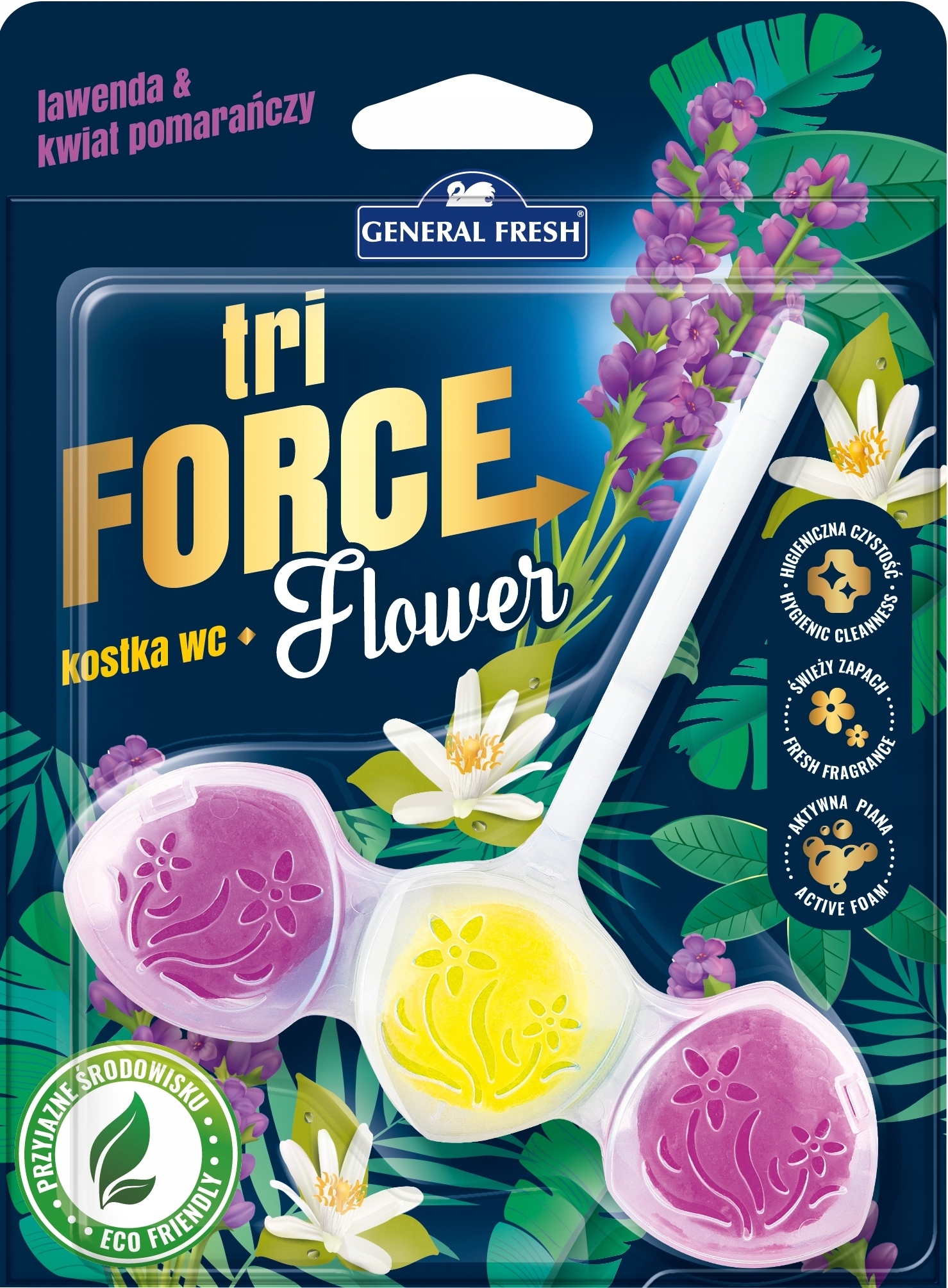 Tri Force Flower - Zawieszka do WC 45 g (Lawenda i Kwiat Pomarańczy) – Nowoczesne rozwiązanie dla Twojej toalety