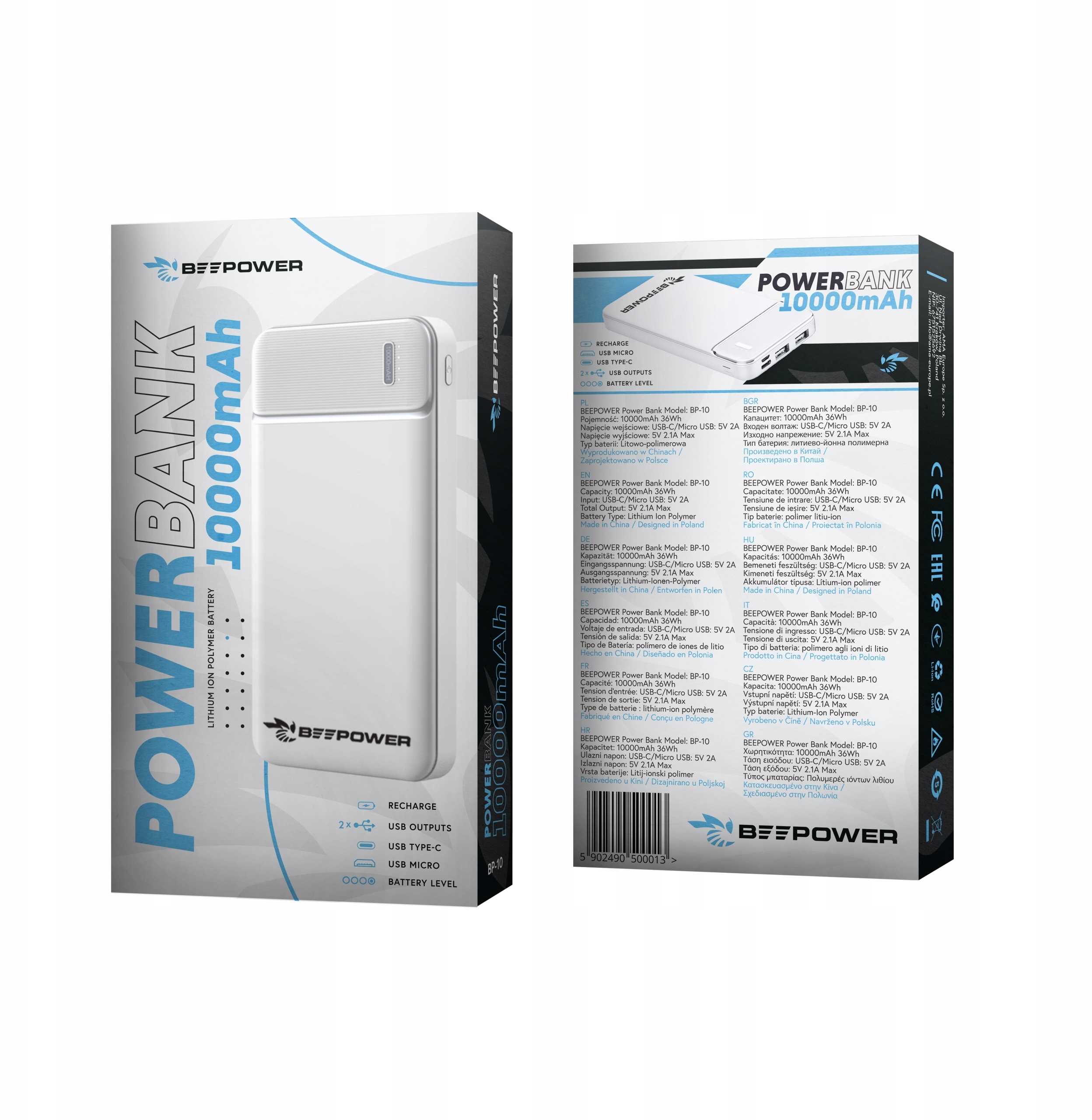Power Bank TB-100M 10000mAh Biały – Niezawodne źródło energii w podróży