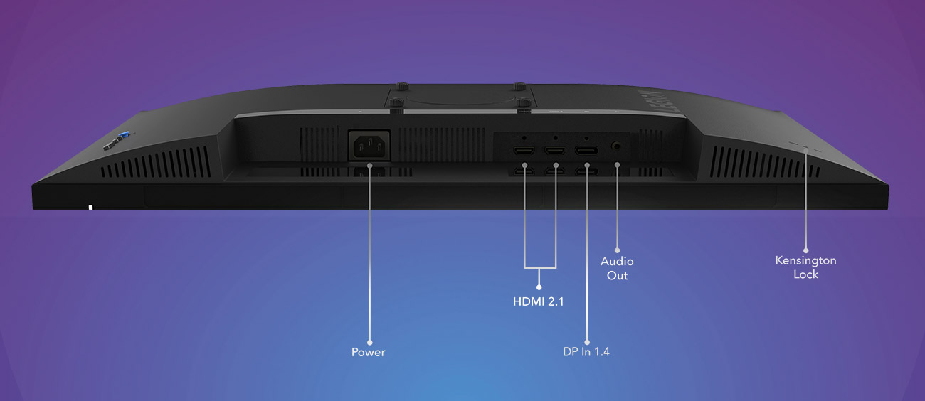 Monitor Lenovo R27q-30 od spodu, widoczne wejścia i porty