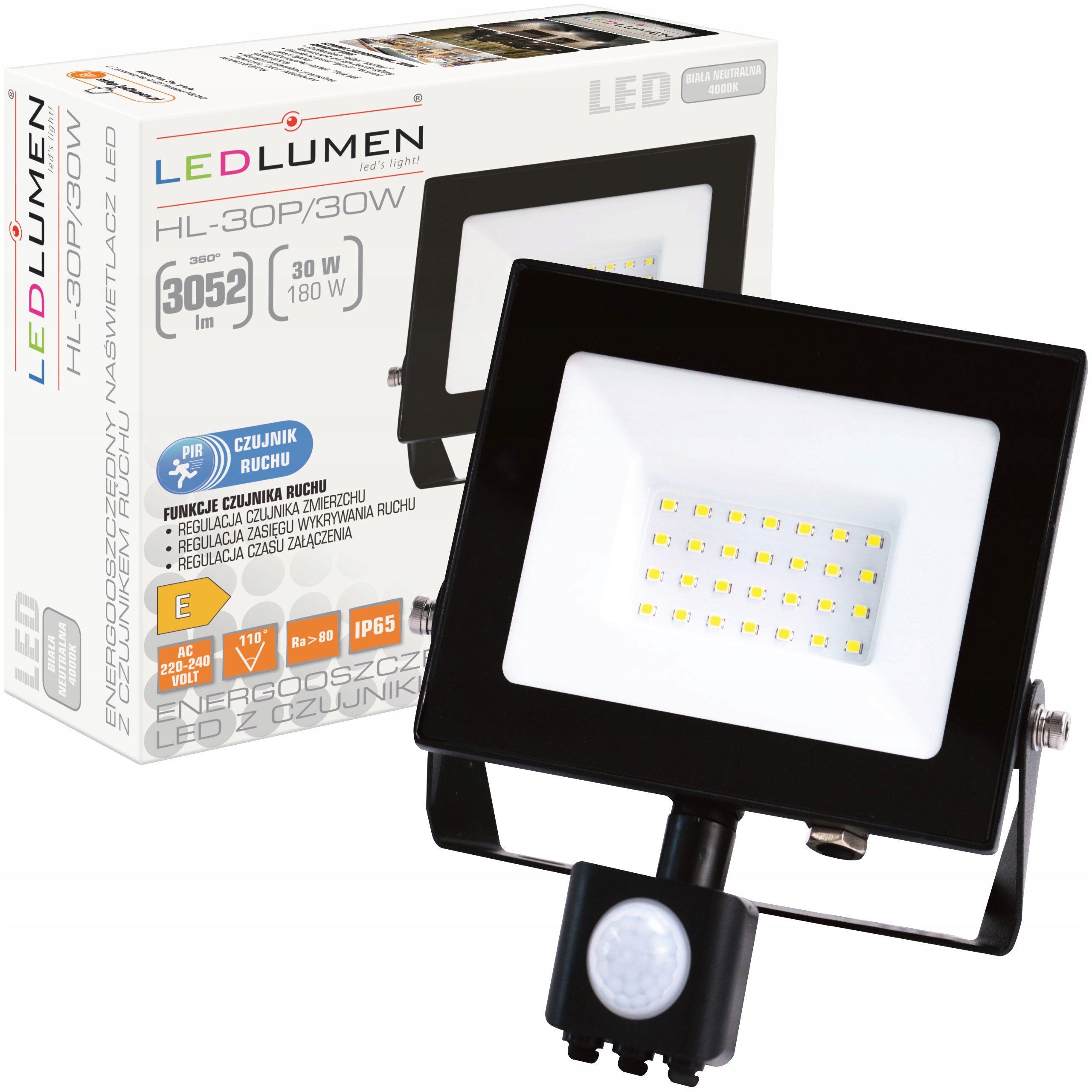 HL-30P/30W naświetlacz LED IP44 PIR NW – Oświetlenie, które działa