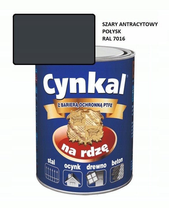 GRUNTOEMALIA AKRYLOWA CYNKAL 2,5L SZARY ANTRACYT RAL 7016 – Idealna do ochrony metali
