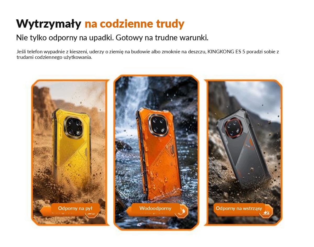 Wytrzymała konstrukcja typu rugged – Odporność na uderzenia i wodę