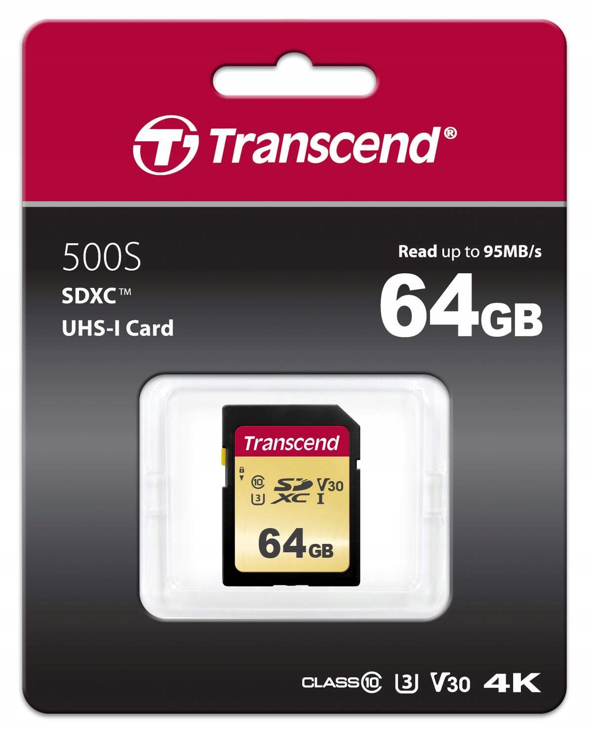 Transcend SDXC 500S 64GB Class 10 UHS-I U3 V30 – Wydajna karta pamięci dla profesjonalistów