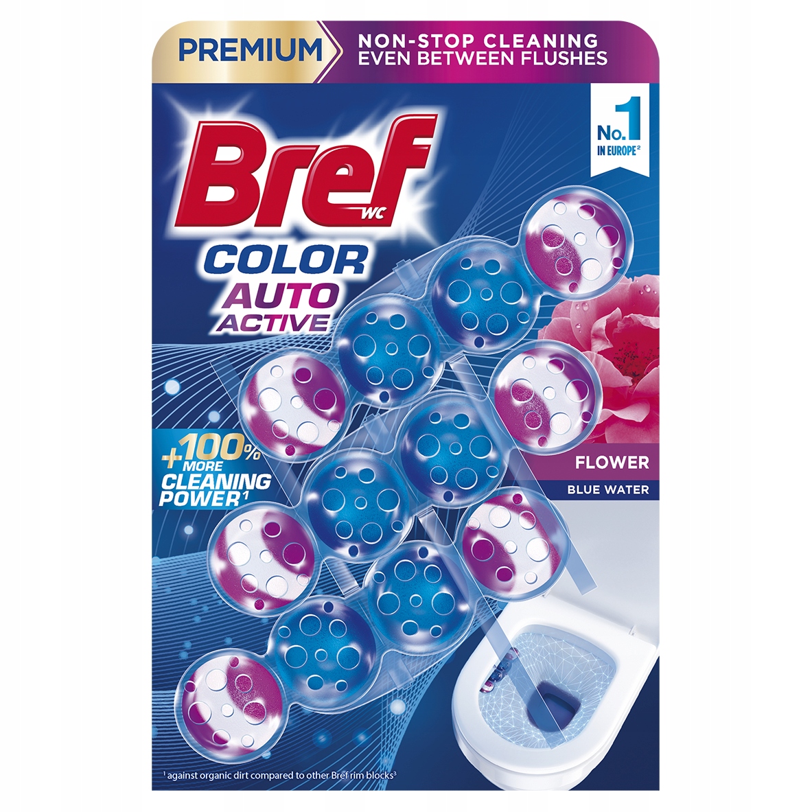Kulki myjąco-zapachowe do toalet BREF Color Auto Active Flower 3x50g – Czystość i świeżość w Twojej toalecie