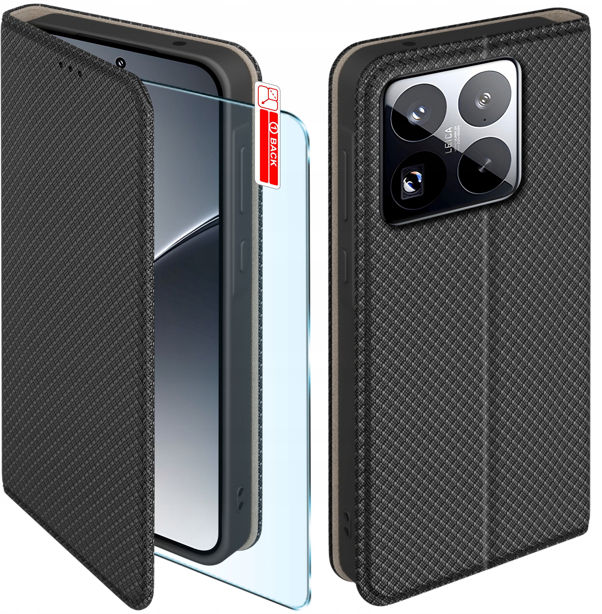 Etui z klapką do Xiaomi 15 Pro Zamykane Czarne Futerał + Szkło 9H – Doskonała ochrona Twojego smartfona