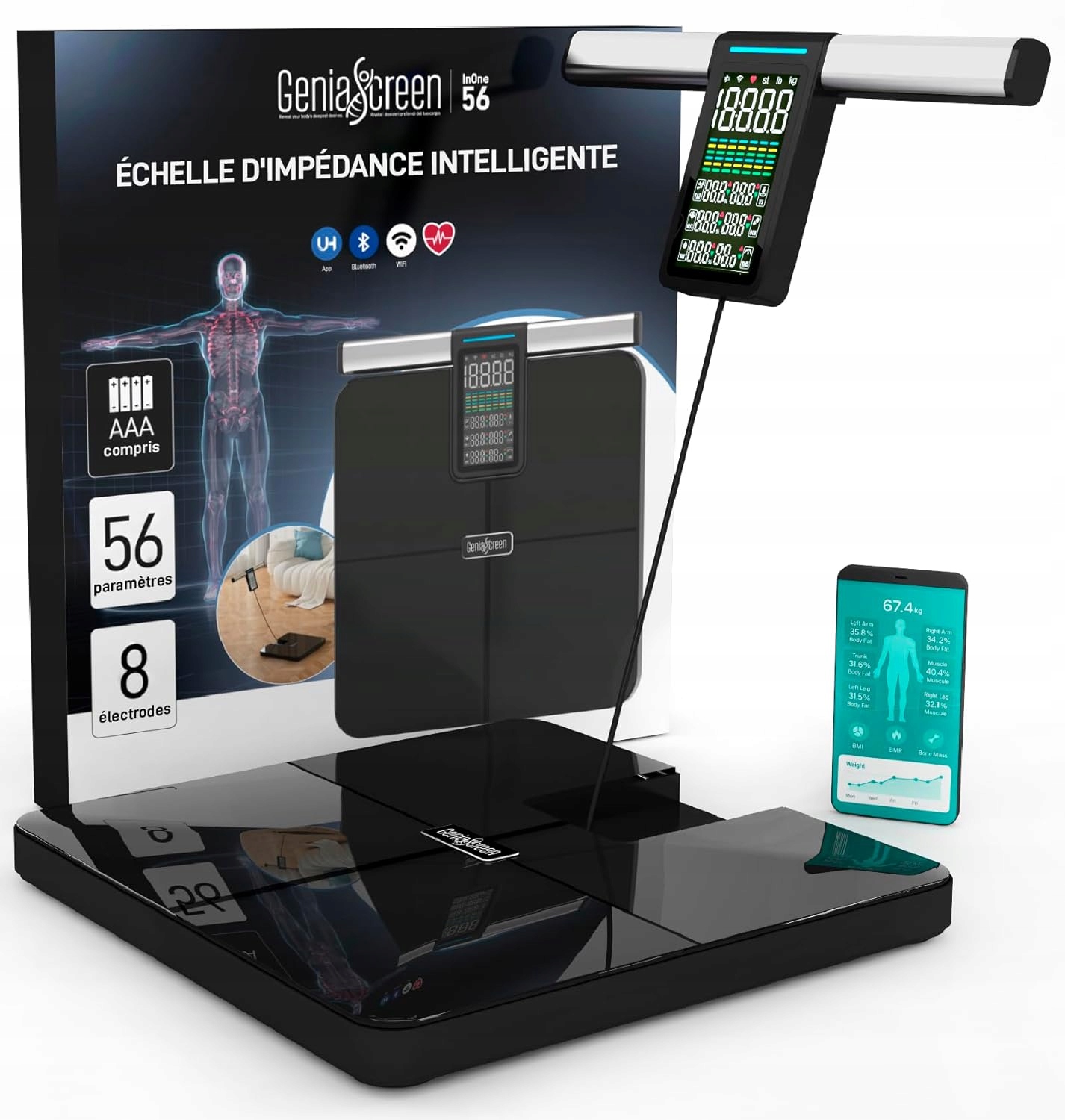 GeniaScreen Elektroniczna waga łazienkowa max 220kg – Twoje zdrowie na wyciągnięcie ręki