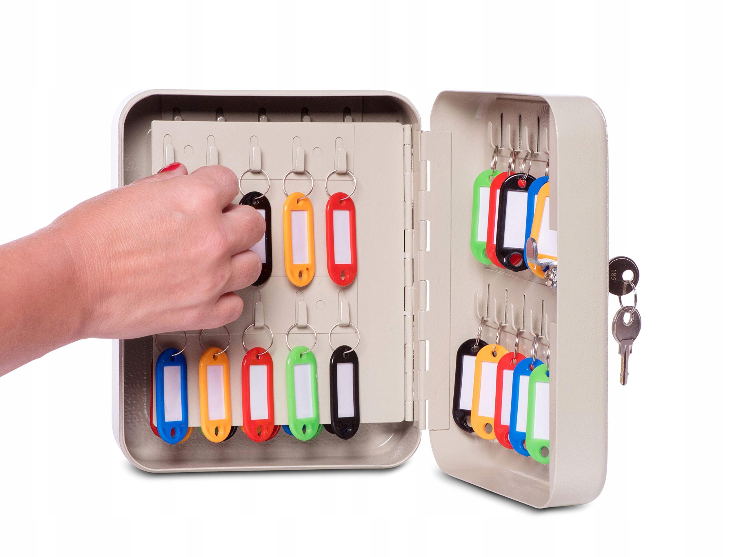 System numerowanych i kolorowych wieszaków