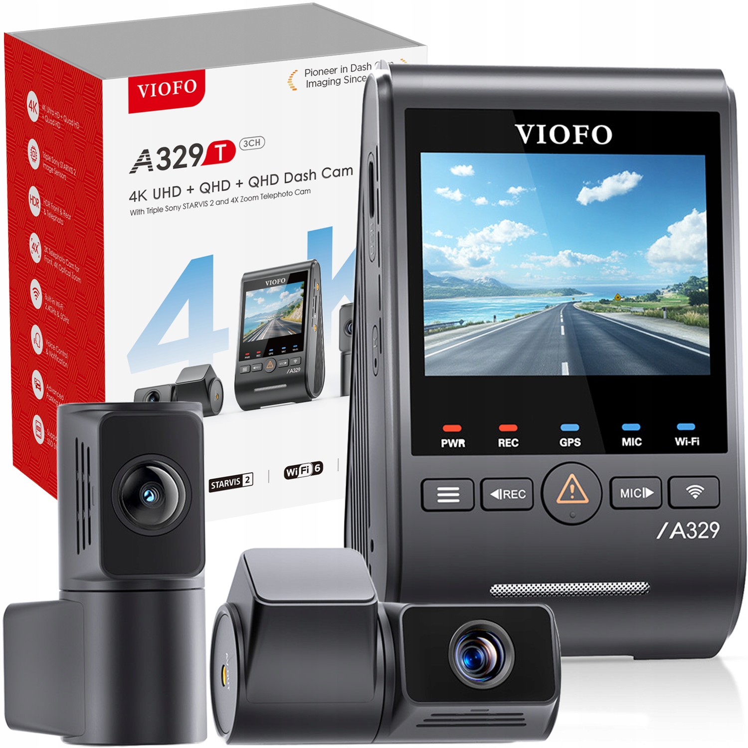 Wideorejestrator VIOFO A329T 3CH GPS – Twoje bezpieczeństwo na drodze