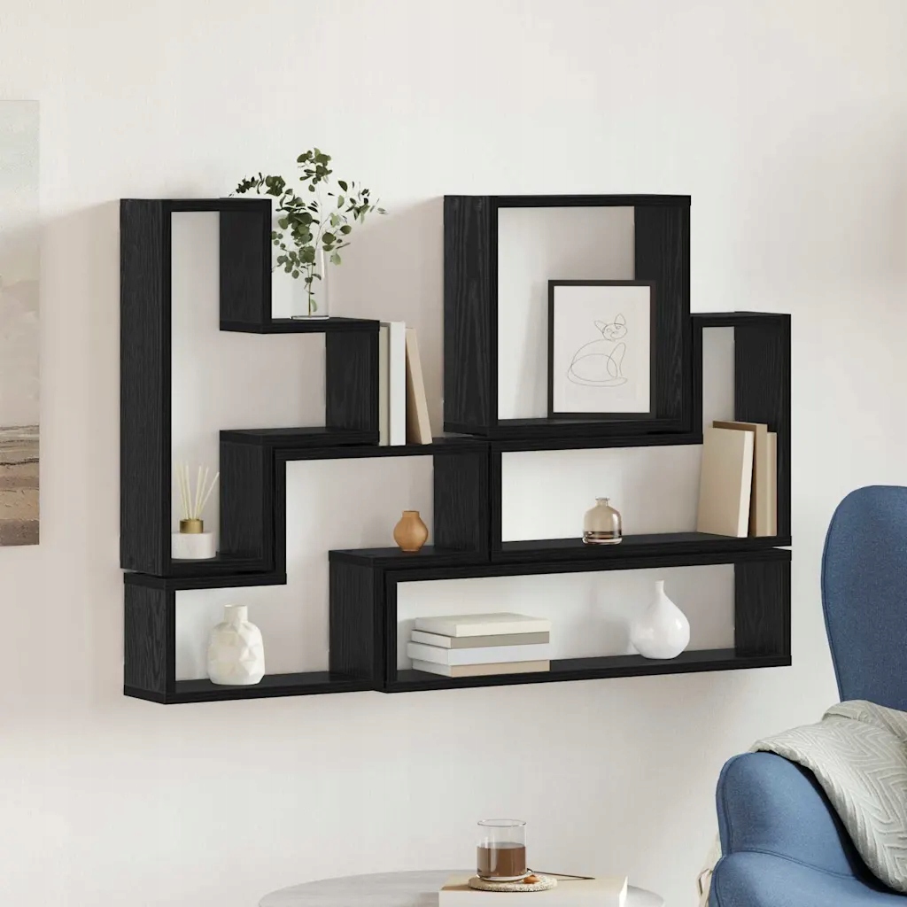Sześcian na ścianę z półką Czarny dąb 96 x 12 x 64 cm – Stylowe rozwiązanie do Twojego wnętrza