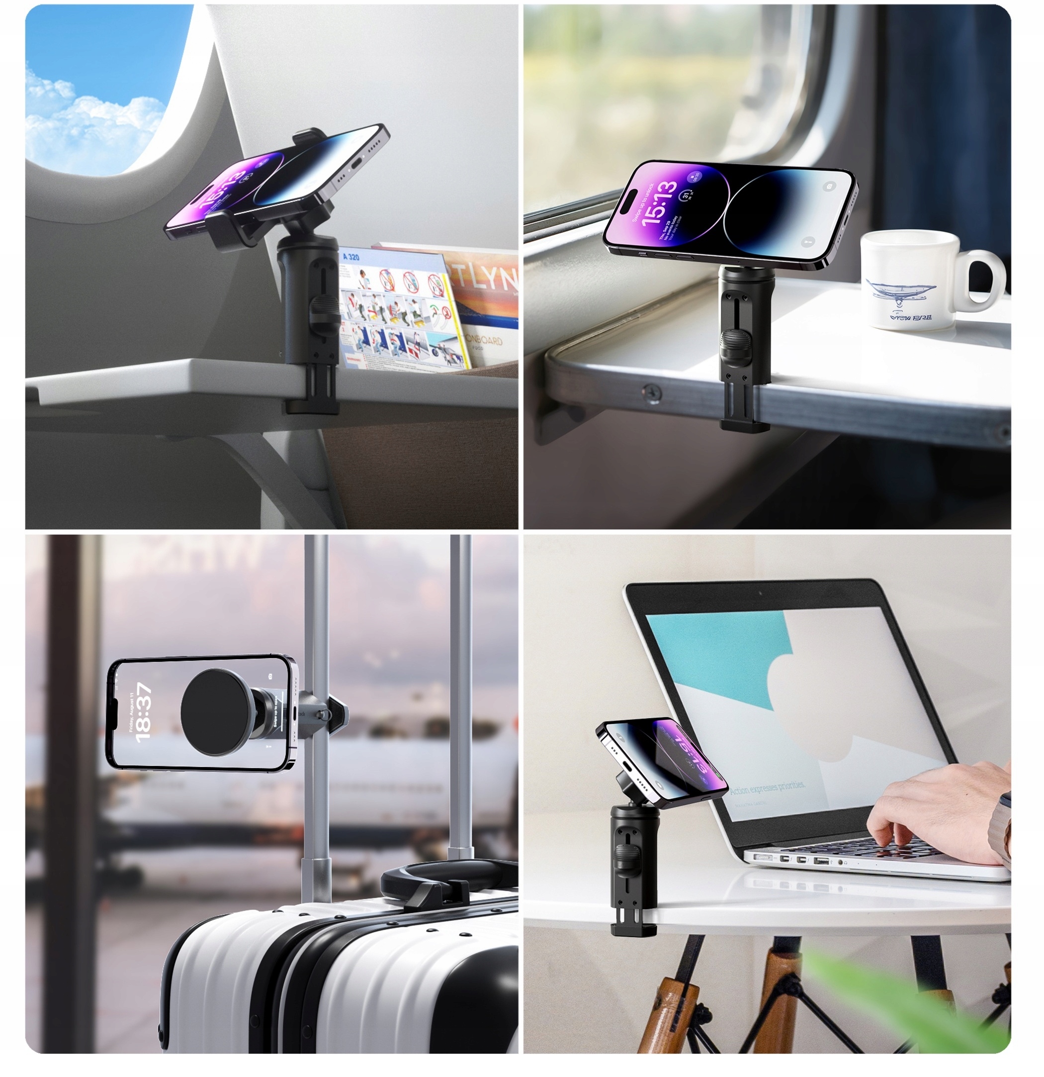 Uchwyt Samolotowy do Samolotu na siedzenie do Telefonu 2w1 MagSafe + Zacisk – Komfort w podróży