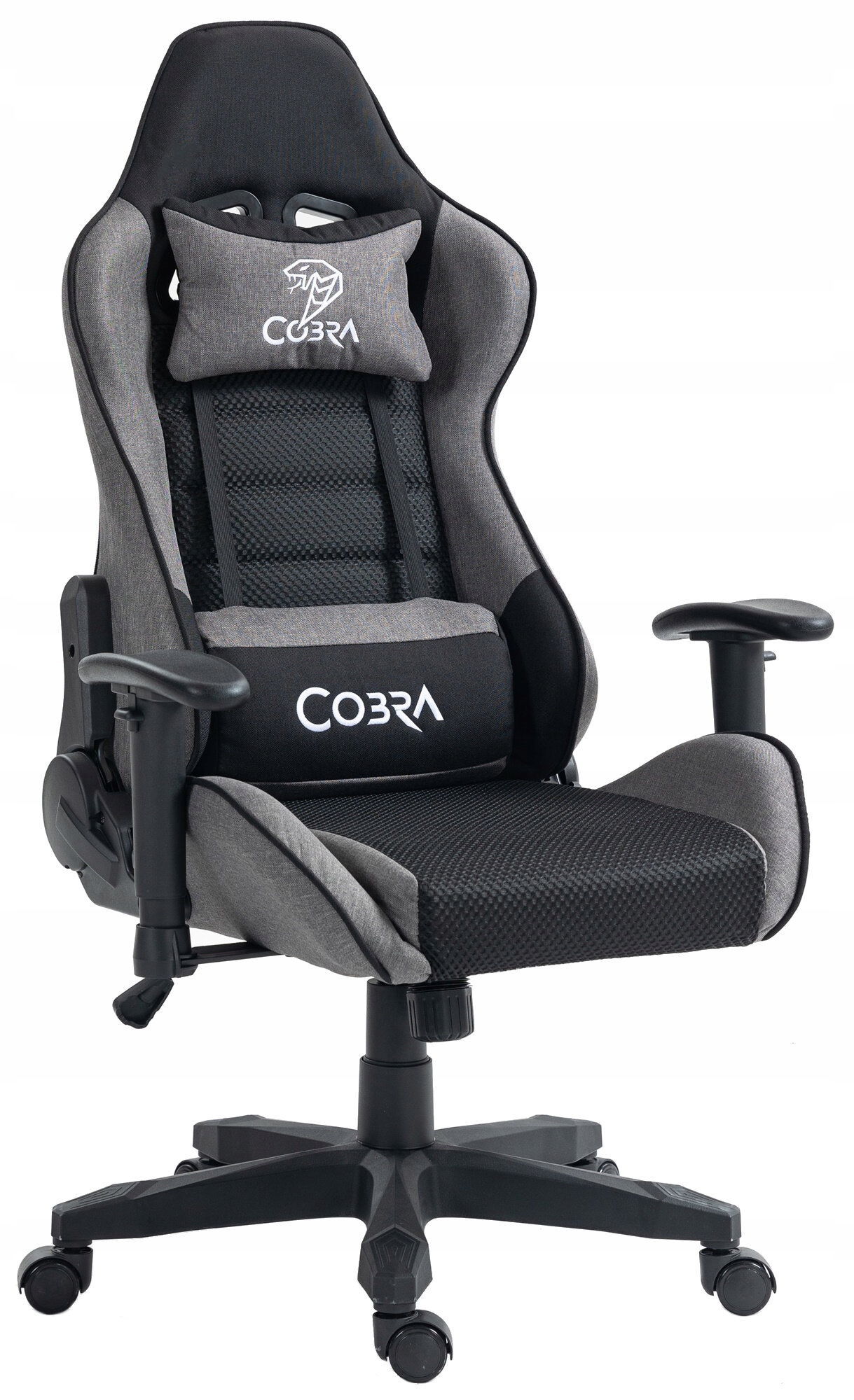 Fotel gamingowy COBRA Rebel CR205 szaro-czarny – Komfort i styl dla młodych graczy