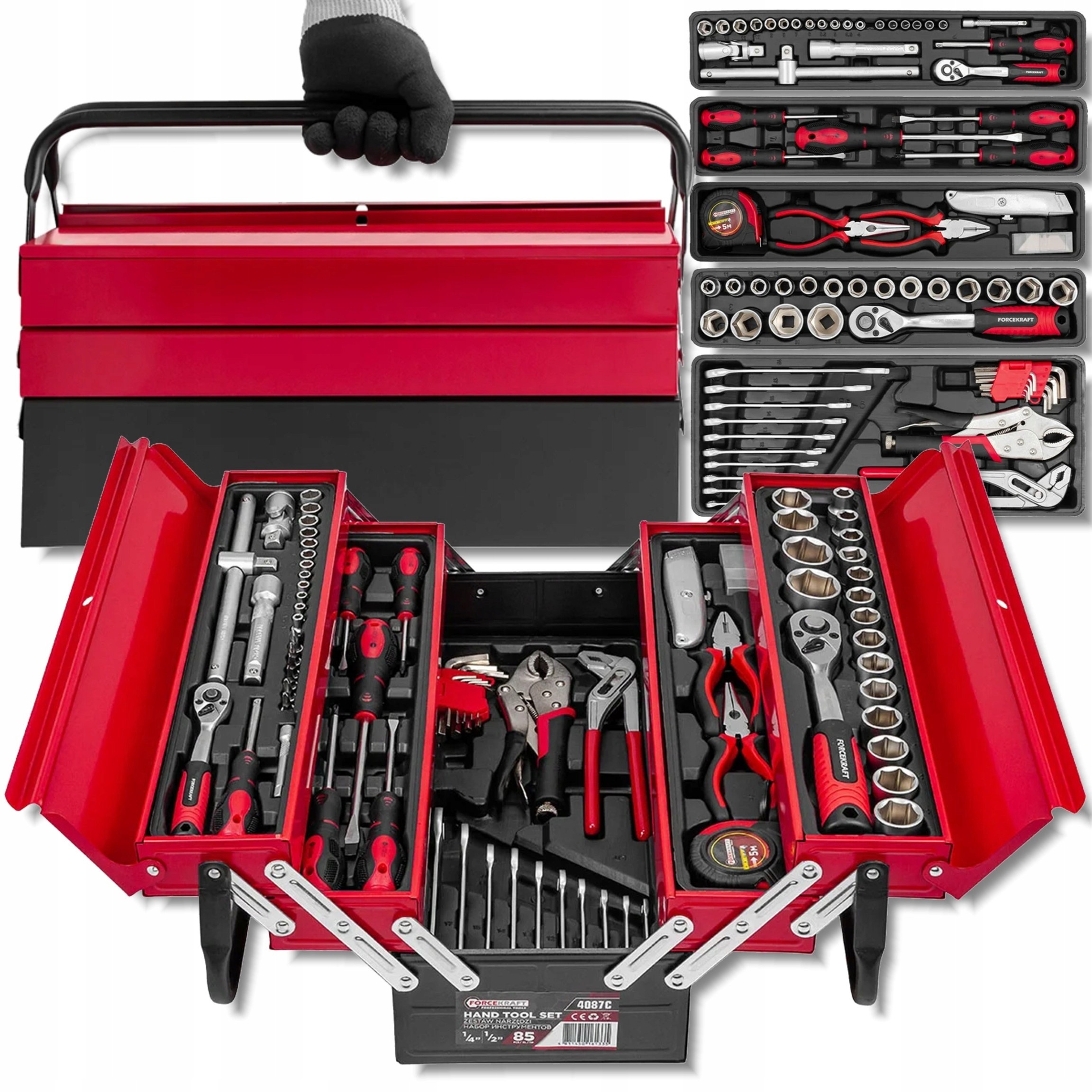 Skrzynka narzędziowa FORCEKRAFT z zestawem narzędzi 85 elementów – Twoje wszechstronne wsparcie w pracy